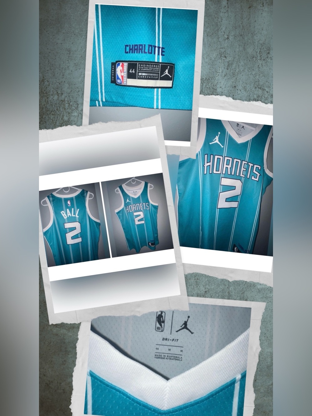 Melo Ball Official #2 Charlotte Hornets Teal Jordan Dri-FIT NBA Jersey Medium